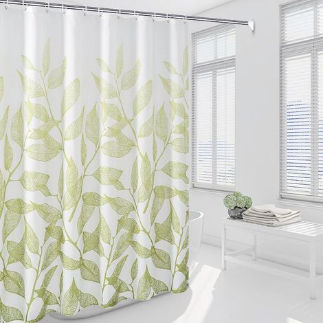 Rideau de Douche 180x200cm avec 12 Crochets Séchage Rapide (Branche Verte), Tissu Polyester Imperméable Lavable en Machine, Voilage de Salle de Bains (1/5)