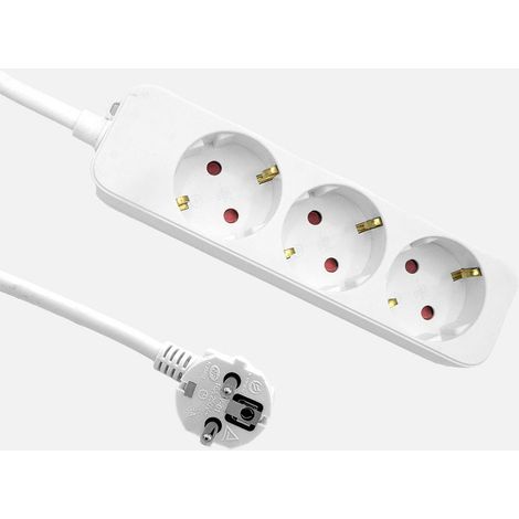 Rallonge Florey câble 3 m 3G×1,5 mm² 3 prises blanc (1/2)