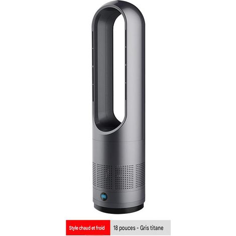 Ventilateur colonne sans pales avec chauffage, purificateur d'air PM2.5, oscillation 80°, télécommande, minuterie, moteur sans balais, 220 V, Gris Titane (1/4)
