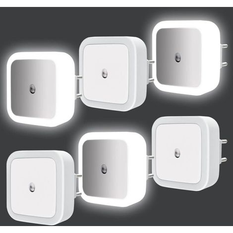 SABIR Veilleuse Enfant LED Automatique Lot de 6,Lampe Veilleuse Enfant avec Capteur de Lumière,Veilleuse Prise Électrique pour Chambre à Coucher,Espace bébé,Salon,Salle de Bains,Cuisines - Blanc, (1/5)