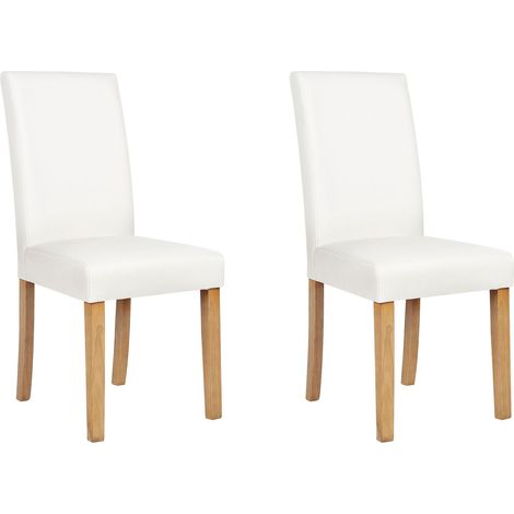 Set of 2 Dining Chairs BROADWAY Faux Leather White (1/5)