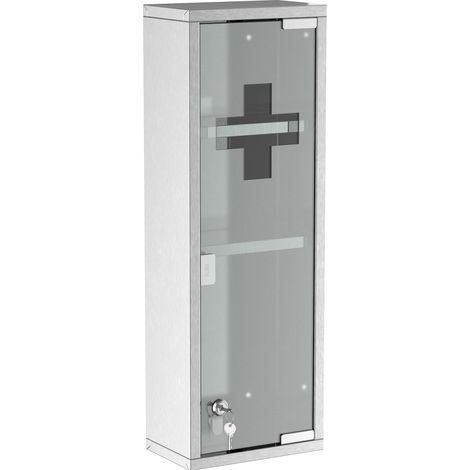 Armadietto portamedicinali da parete con chiusura 20 x 12 x 58 cm acciaio inox argento (1/3)