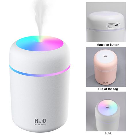 Mini humidificateur USB 300ml avec veilleuse, brume froide pour chambre bureau bureau, purificateur d'air silencieux