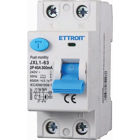 ETTROIT JX324068 Interrupteur différentiel pur 2P 40A 300mA 220V-6KA CLASSE A