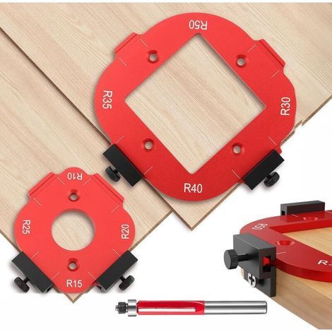 2 Pièces Gabarit Defonceuse a Bois, R10 R15 R20 R25 R30 R35 R40 R50 Gabarit de Toupie avec Fraise à Ras, Gabarit 4en1 pour Toupie, pour le Bricolage du Bois (1/4)