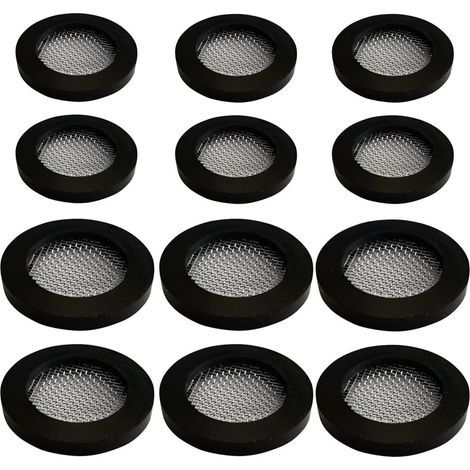 12pcs rondelles en Caoutchouc, Joint avec écran - 24 16 mm Ø/19 12 mm Ø pour 3/4" 1/2" raccord fileté Tuyau d'arrivée, Filet Filtre en Acier Inoxydable Joint (1/5)