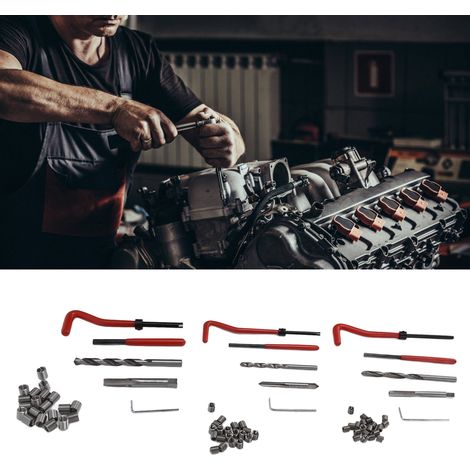 Dieses 75-teilige Gewindereparatur-Werkzeugset enthält einen Satz Spiralbohrer (M50,8, M61,0, M81,25) zur Reparatur beschädigter Gewinde. (1/5)