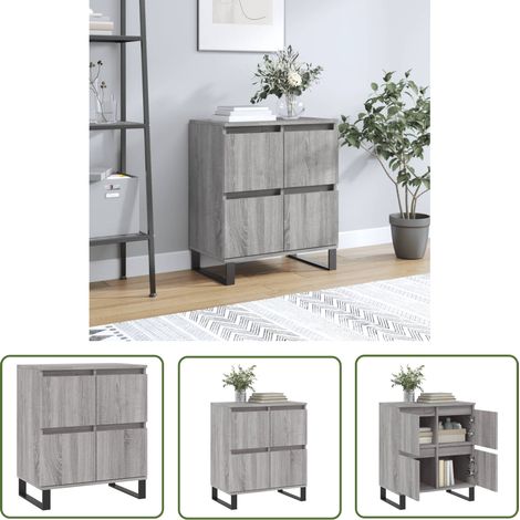 The Living Store Sideboard Grau Sonoma 60x35x70 cm Holzwerkstoff - Sideboard - Wohnwand - Regal - Wohnzimmermöbel - Grau (1/5)
