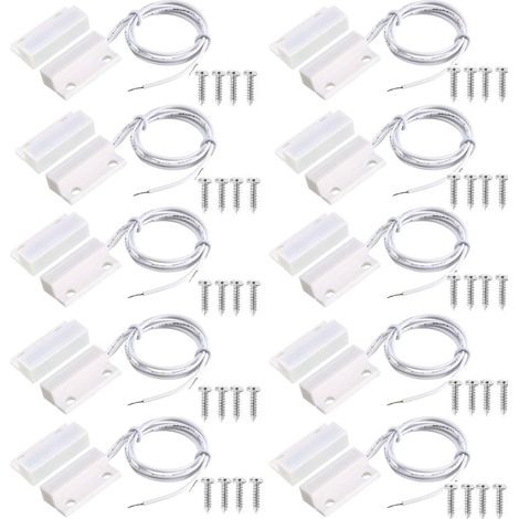 10pcs Interrupteur Magnétique FenÊTre Porte, MC-38 Capteur de Porte magnétique, sécurité à encastrer porte fenêtre contact magnétique Interrupteur,Commutateur Magnétique Normalement Fermé (1/4)