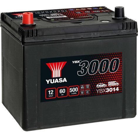 Batterie Yuasa YBX3014 conventionnelles standard 12 V 60 AH 500 AMPS L 231 l 173 H 225