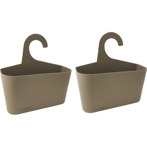 Kit 2 pezzi Cestino Portaoggetti con gancio per doccia, cucina, lavanderia Tortora (1/4)