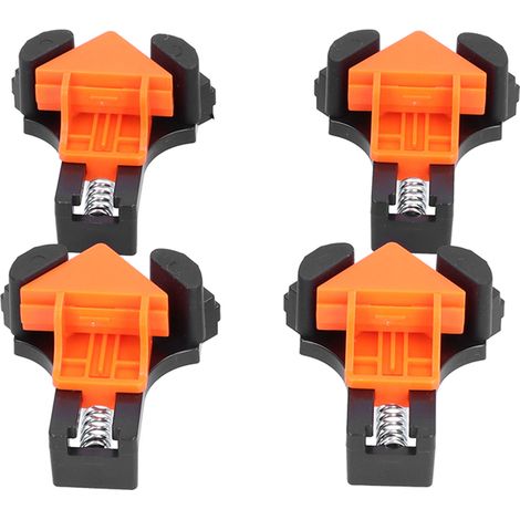 Lot de 4 pinces d'angle 90° pour menuiserie, serre-joint à angle droit, outil de fixation pour meubles (1/5)