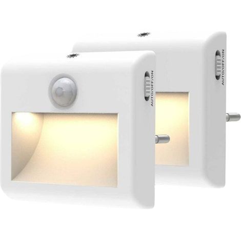 Night Light Socket - Motion Sensor Dimmable LED Lamp - For Hallway Stairs Wardrobe Kitchen Garage - Set Of 2 (1/5)