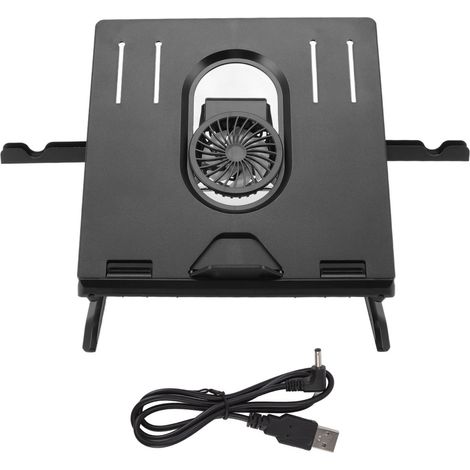 Support de refroidissement pour ordinateur portable, réglable sur 9 niveaux, pliable, avec double support pour téléphone et ventilateur intégré pour ordinateurs portables de 10 à 17 pouces. (1/5)