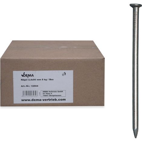 Stahlnägel Nägel Stahlstifte Drahtstifte 3.4 x 90 mm Senkkopf blank 5 kg in Box