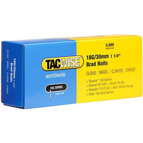 Tacwise 0397 18G 30mm Brad Nails Galvanised 5000 Pack - 181ELS 191 DGN50V Ranger