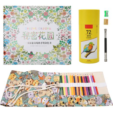 72 crayons de couleur professionnels à base d'huile, kit complet avec taille-crayon, gomme et rallonge pour dessin à la main (1/5)
