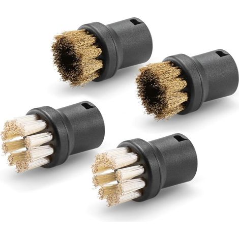 Compatible avec le set de brosses rondes haute usure Kärcher, 4 têtes de brosse pour éliminer les saletés tenaces, cuisine, maison : 2 brosses en laiton et 2 brosses abrasives, accessoires pour nettoy (1/4)