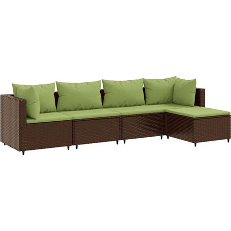 5-tlg. Garten-Lounge-Set mit Kissen Braun Poly Rattan vidaXL (1/5)