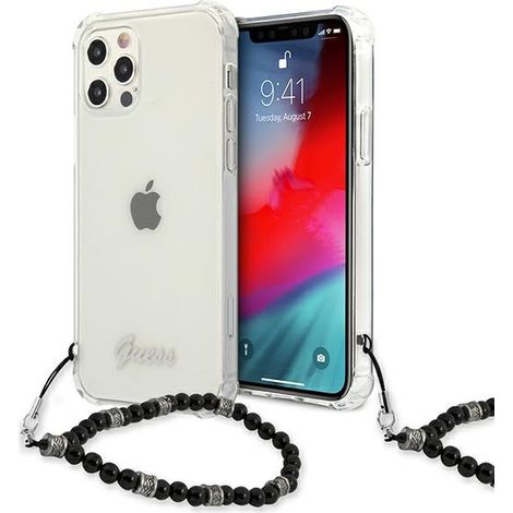 Funda rígida transparente Guess GUHCP12LKPSBK para iPhone 12 Pro Max de 6,7 pulgadas, color negro perla. (1/5)