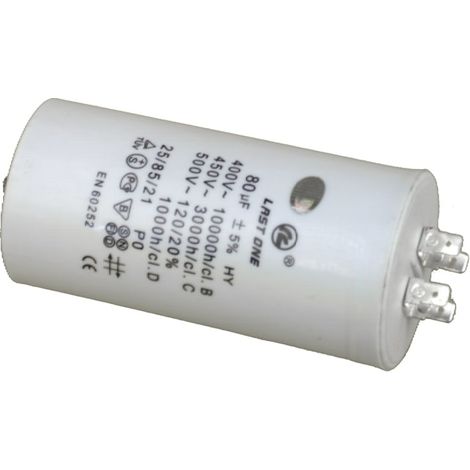 Condensateur 80 µF 450 V – Diamètre 54 mm, hauteur 122 mm – Pour appareils électroménagers – 5021879819925 – Universeel