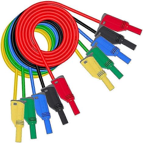 cordons de test en silicone avec fiches bananes, gaine de sécurité entièrement isolée de 4 mm, rallonge flexible empilable avec fiches bananes (1/5)