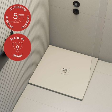 Receveur de douche Poalgi, extraplat, blanc perle, L.90 x l.90 cm, finition ardoise, série Hos's (1/5)