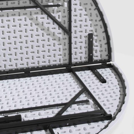 Rekkem – Table pliante ronde 180 cm – 10 places – Structure acier époxy – Plateau résine plastique – Usage intérieur/extérieur