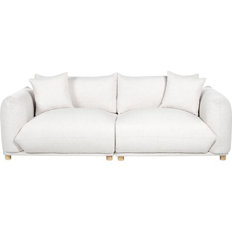 Sofa 3-Sitzer LUVOS Stoff Cremeweiß