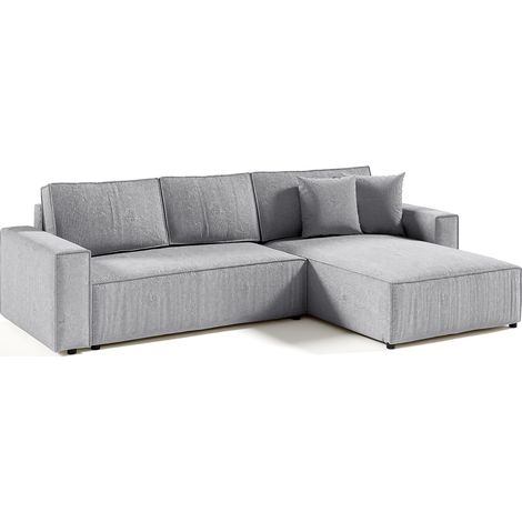 4-Sitzer-Wende-Ecksofa mit Truhe Isaac aus Cord Hellgrau