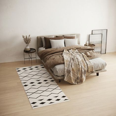 Kilim moderne Tapis Miami - Tapis en laine - 200x80cm, Rectangular - 100% Laine vierge - Tissé main - Blanc