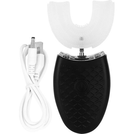 Brosse à dents électrique sonique automatique pour adultes, en forme de U, rechargeable, avec lumière bleue pour un blanchiment optimal. L'accessoire indispensable pour les personnes qui aiment la sim (1/5)