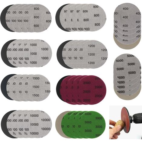 50pcs Disque Poncage 75mm 400/600/800/1000/1200/1500/2000/3000/5000/10000,Grain Disques Abrasifs Auto-Agrippants Papier de Verre Sec à l'Eau Disques Abrasifs Ronds pour Métal Bois Miroir (1/5)