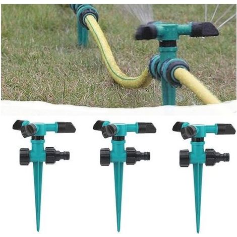 3 Pezzi Irrigatore Automatico a 360° per Prato, Irrigatore Rotante a Tre Bracci, Sistema di Irrigazione Automatica per Prato, Utilizzabile per Giardino e Irrigazione Pastorale (1/5)