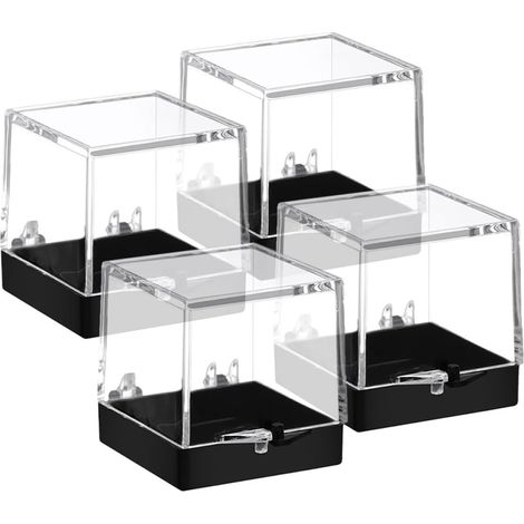 Boîte de Rangement Transparente pour Minéraux 4pcs en Plastique, Facile à Nettoyer Stocker, Coffret D'affichage pour Cristaux et Spécimens (1/5)