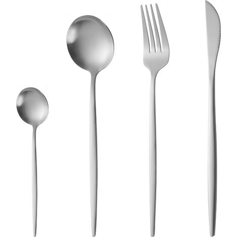 Couverts - Ensemble Acier Inoxydable Pour 2 Personnes - Fourchettes Cuillères Couteaux Cuillères À Café - 8 Pièces (1/5)