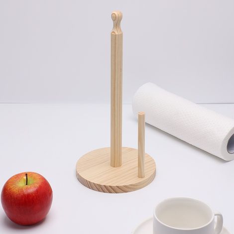 Porte-Essuie-Tout Vertical en Bois avec Miroir Croisé, Porte-Rouleau de Papier Toilette sans Perforation, Support Rangement pour Serviettes (15 30cm) (1/5)