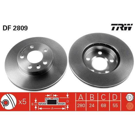 DISQUE DE FREIN AVANT DF2809 TRW (1/2)