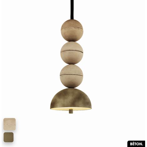 Lampe de suspension en béton velours - BOSFOR CONCRETE VELVET SABLE - PEYOTE 3 BALLES LED 14W (1/2)