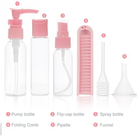 3-teiliges Reise-Sprühflaschenset, tragbare, auslaufsichere Kunststoffflasche, Spender für Duschgel und Lotion, Mini-Größe für Taschen (1/3)
