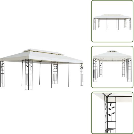 The Living Store Pavillon mit Doppeldach Weiß 6x3 m Stahl - Doppeldach (1/5)
