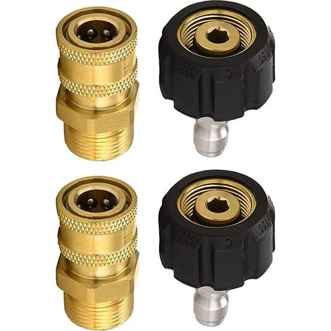 M22 14 mm auf 1/4 Zoll Hochdruckreiniger-Adapter-Set – Schnellverbindungs-Set – Schnellverbindung zwischen Pistole und Schlauch