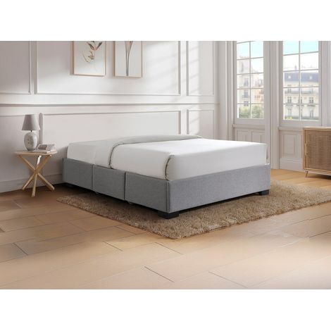 Sommier avec tiroirs 180 x 200 cm - Tissu gris - KOLANE de YSMÉE