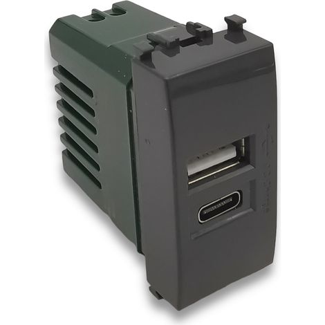 Frutti compatibili vimar plana Interruttori prese pulsanti nero antracite USB SINGOLO+TIPO C