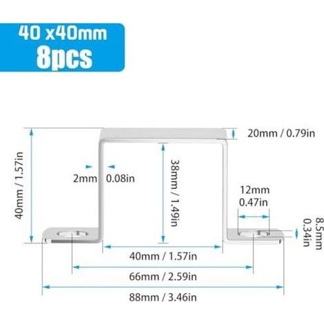 Set mit 8 Edelstahl-Rohrschellen (304) für 40 x 40 mm Vierkantrohre. Diese U-förmigen Schellen und Halterungen eignen sich ideal für Eingangstüren, Fenster und Leitungen. (1/4)