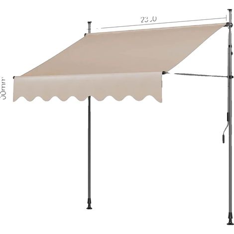 Tenda parasole resistente ai raggi UV, altezza regolabile, colore kaki, 250 x 120 cm. (1/2)
