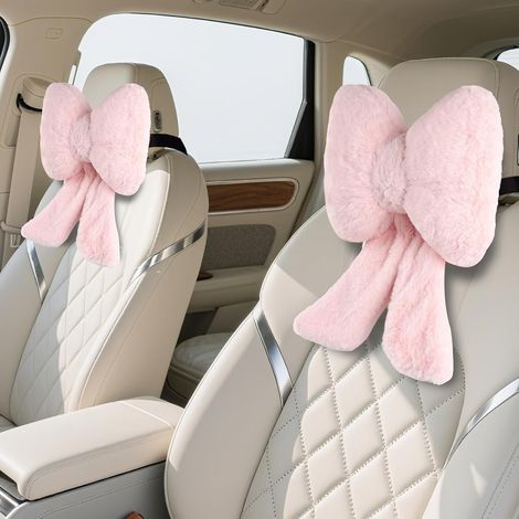 Lot de 2 coussinets de cou de voiture, appui-tête de voiture, coussinets de cou doux pour voyage, bureau, rose