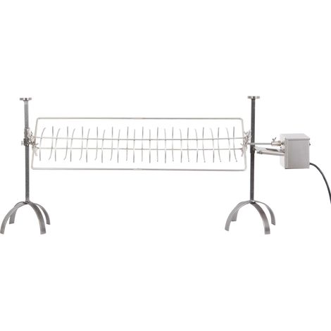 Le Marquier – Tournebroche à l'anglaise 100 cm – Moteur électrique 25 kg – Cuisson au feu de bois ou charbon – Cadre 95x24 cm avec piétements