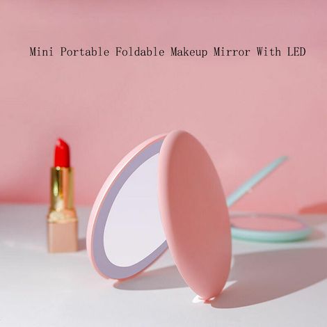 royaluxe - Mini miroir de maquillage de poche LED Portable Compact grossissant 10X avec lumière rond miroir led maquillage de poche miroir grossissant maquillage miroir rond miroir grossissant lumineu (1/5)