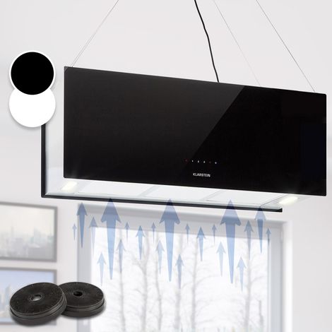 Kronleuchter XL Inselabzugshaube 90cm Umluft 590m³/h LED Touch schwarz (1/5)